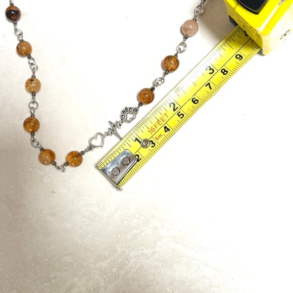 Genuine Earthy Carnelian Agate Short Necklace, Gemstone & Paw Print Heart Beat - Picture 13 of 15